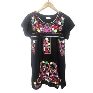 YZXDORWJ Mexican Floral Embroidered Tunic Dress Peasant Festival Boho Women’s XL